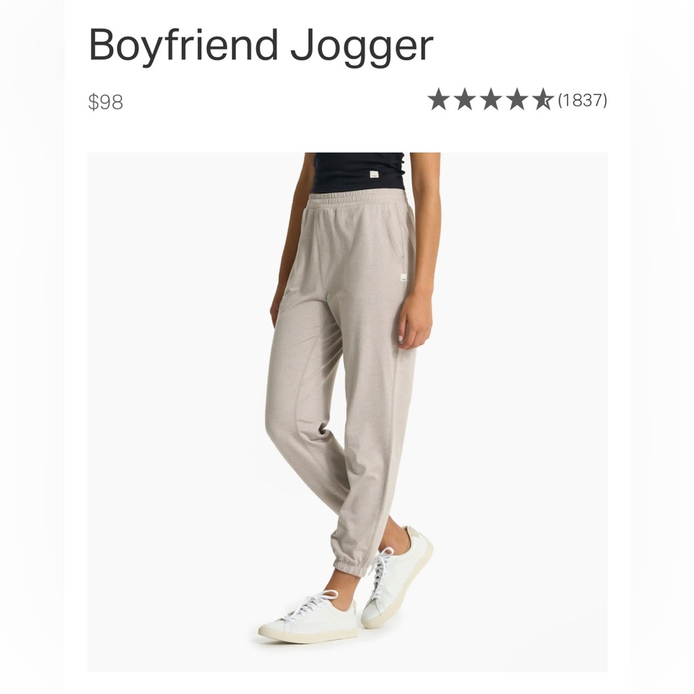 Vuori Boyfriend Joggers Small Heather Oyster
